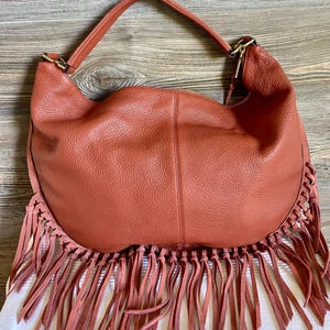Vintage REBECCA MINKOFF Fringe Leather Hobo Shoulder Bag Purse Ship Free