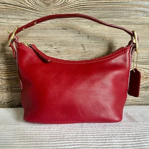 Vintage COACH Legacy West 9844 Red Leather Small Hobo