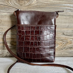 Vintage ILI New York Brown Leather Small Shoulder Crossbody Bag Ship Free