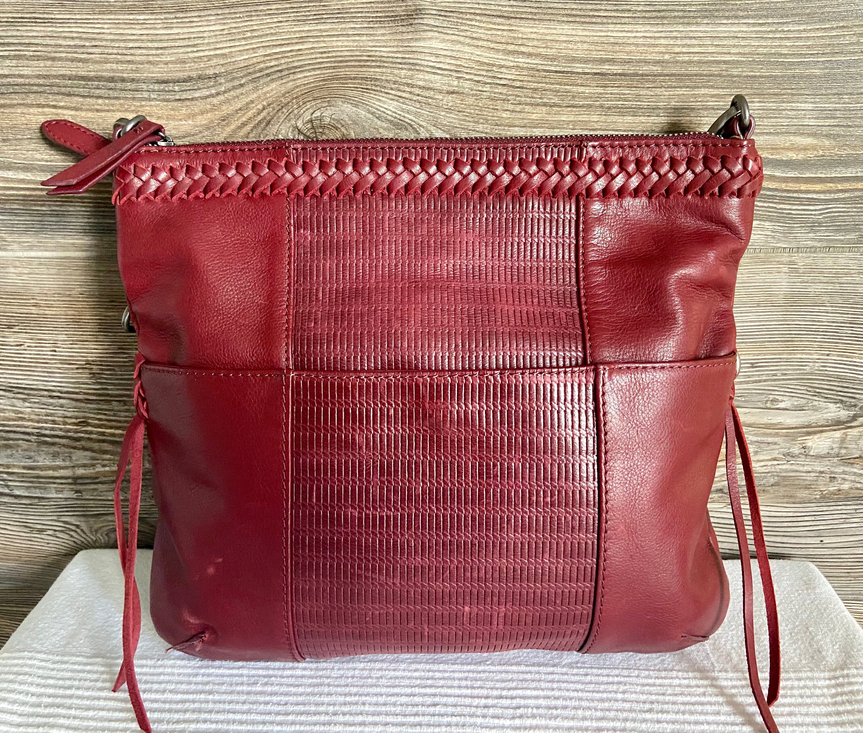 Vintage Lucky Brand Red Leather Hobo Bohemian Shoulder Bag Purse Retro Style Lucky Brand Shoulder Bag Red Bags & Handbags for Women for  main image 2