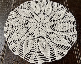Handmade New Off White Round Crochet Doily 14" Lace Doily Centerpiece Tablecloth Ship Free
