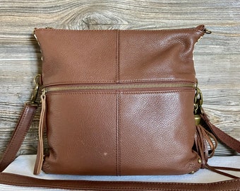 Vintage LUCKY BRAND Brown Leather Shoulder Crossbody Bag Ship Free