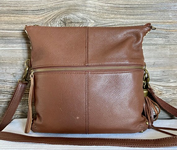 Vintage Libaire Purse Brown Pebbled Soft Leather Brass Accent Shoulder  Crossbody