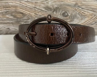 Vintage FOSSIL Brown Leather Women Belt Size Small Ship Free