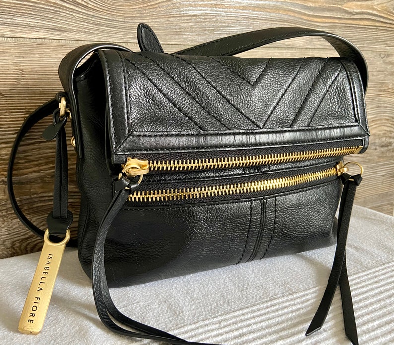 Vintage Isabella Fiore Black Leather Crossbody Shoulder Bag - Etsy