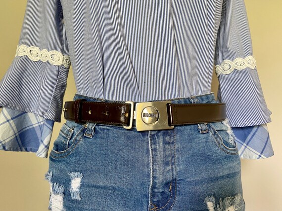 Vintage Moschino by Vera Pelle Brown Leather Women Belt Made  display picture 1