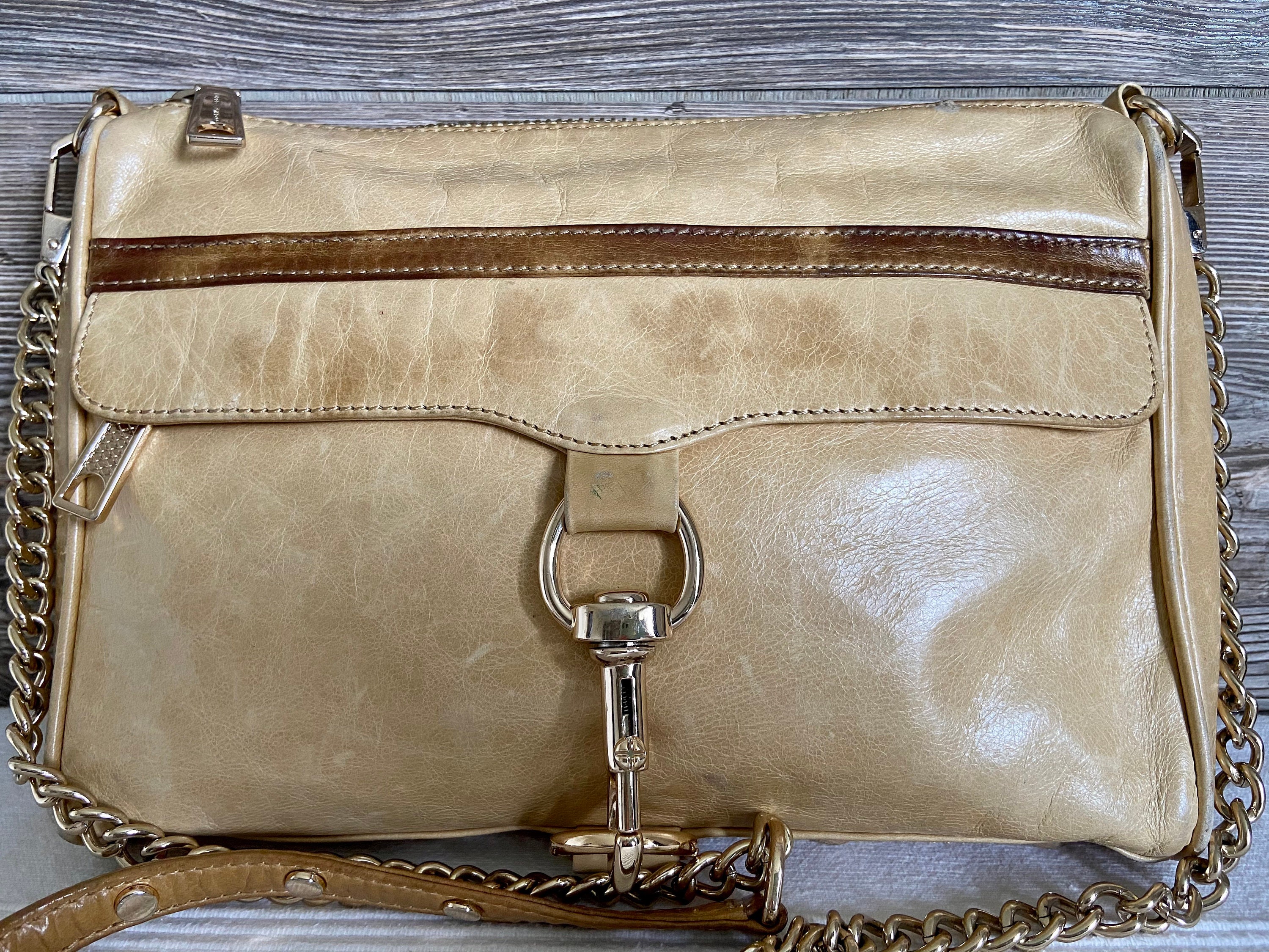 Vintage Rebecca Minkoff Beige Leather Shoulder Crossbody Bag Ship Free Etsy