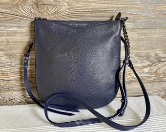 Vintage REBECCA MINKOFF Dark Blue Emma Swing Leather Shoulder Bag Ship Free