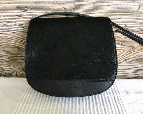 Vintage RLL Lauren Ralph Lauren Black Leather Pony Hair Flap Vintage RLL Lauren Ralph Lauren Black Leather Pony Hair Flap