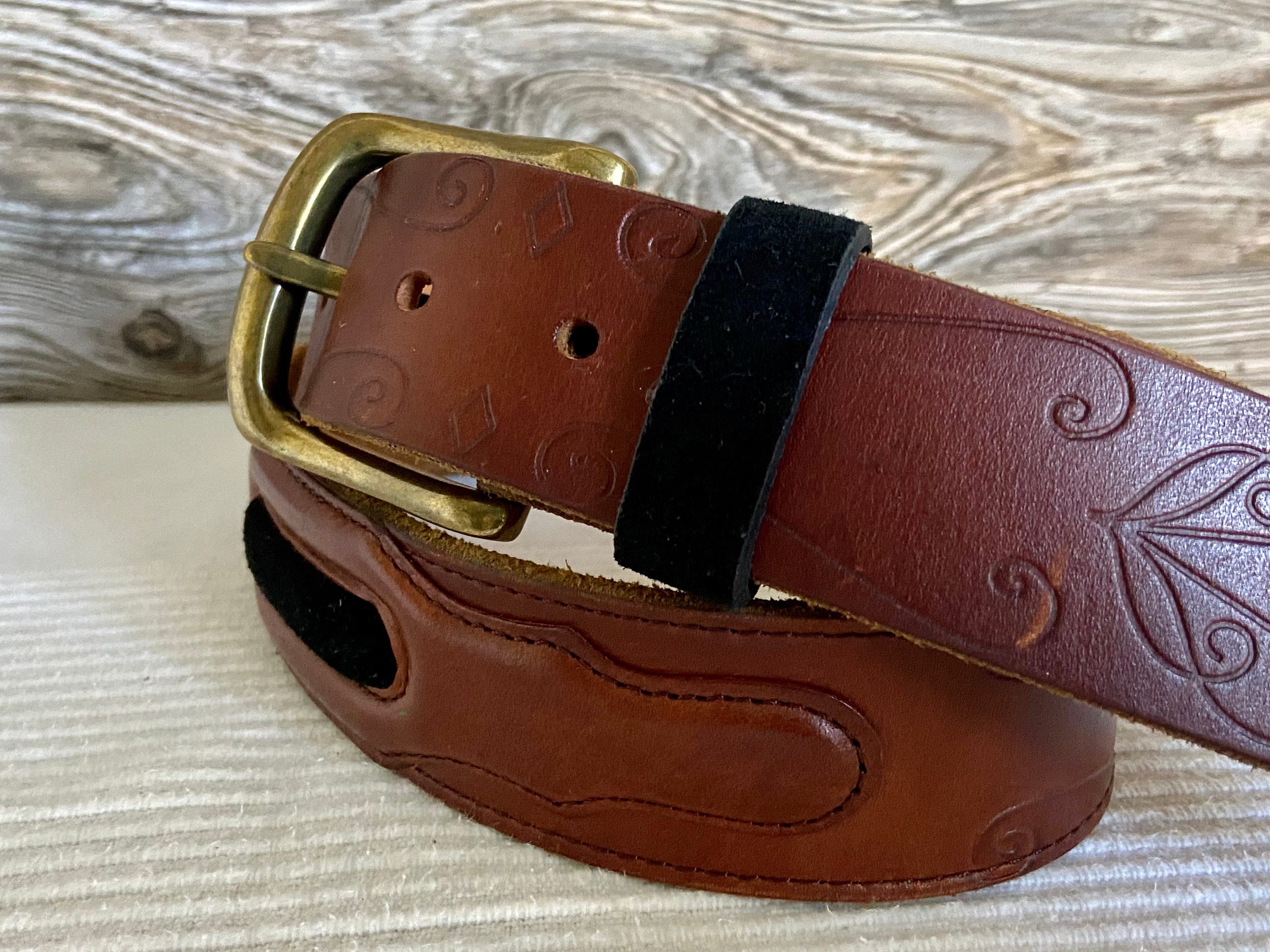 Vintage LUCKY BRAND Brown Leather Belt 34 Length Ship Free 