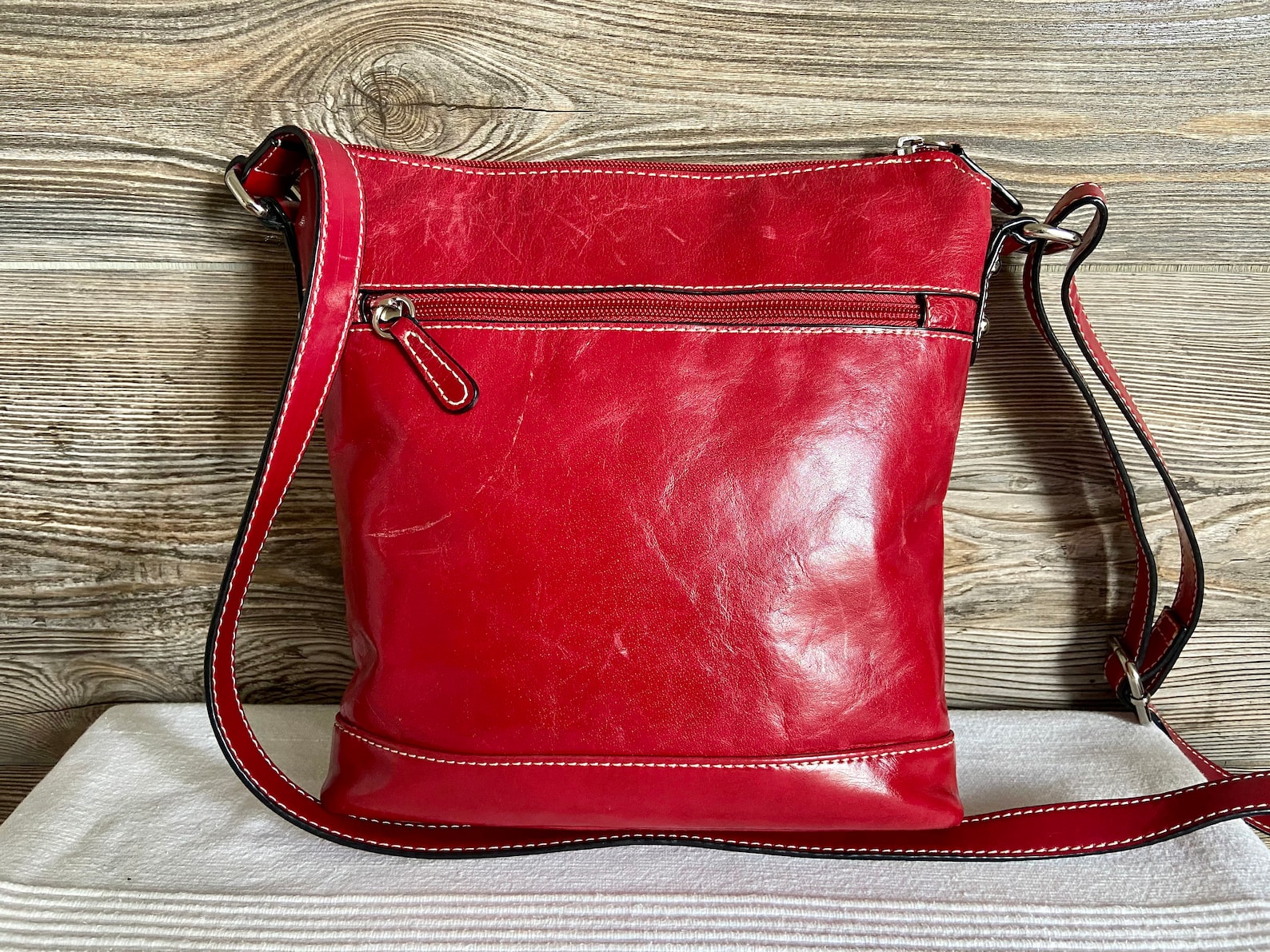 Vintage GIANI BERNINI Red Leather Crossbody Shoulder Bag Purse | Etsy
