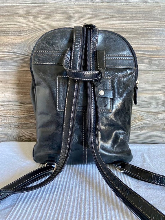 Vintage GIANI BERNINI Leather Black Backpack Shou… - image 6