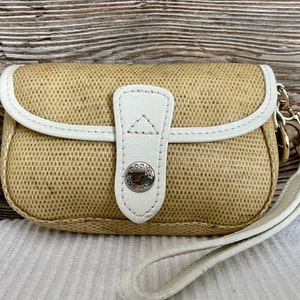 Vintage Dooney and Bourke Canvas Leather Trim Wristlet Handbag Clutch Ship Free