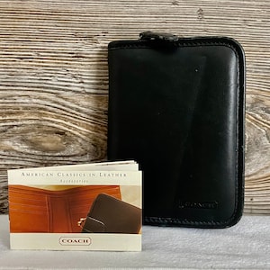 Vintage COACH Black Leather Planner Wallet Organizer Ship Free