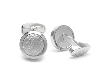 VEGAN Cufflinks Silver - Piñatex Pineapple Leaf Fibres - stainless steel, gift wrapped, eco-friendly, plant based, sustainable