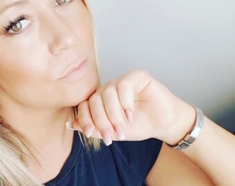 VEGAN Bracelet Silver with Stainless Steel clasp. Piñatex Pineapple Leaf Fibres. Eco-friendly, plant based, sustainable Pinatex