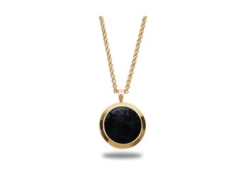 Genuine Atlantic salmon leather gold & black necklace, Stainless steel gold tone, Eco-friendly fish skin, adjustable length, sustainable