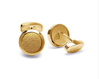 VEGAN Cufflinks Gold - Piñatex Pineapple Leaf Fibres - stainless steel, gift wrapped, eco-friendly, plant based, sustainable