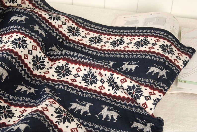 Quilted Knit Fabric Nordic Navy By The Yard Etsy