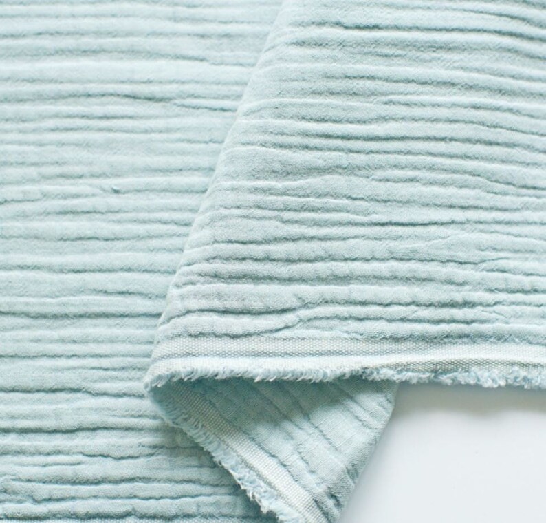 Crinkled Triple Gauze Fabric Sky By The Yard Etsy