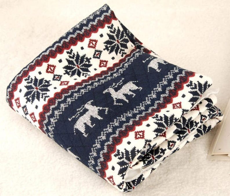 Quilted Knit Fabric Nordic Navy By The Yard Etsy