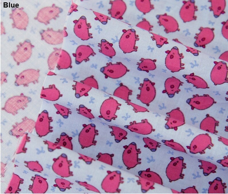 Cotton Fabric Pig in 3 Colors By The Yard Etsy