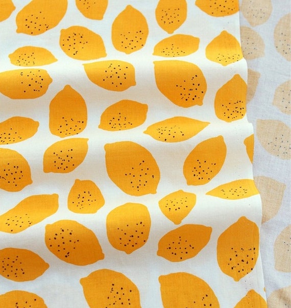Semisheer Cotton Fabric Lemon By The Yard Etsy