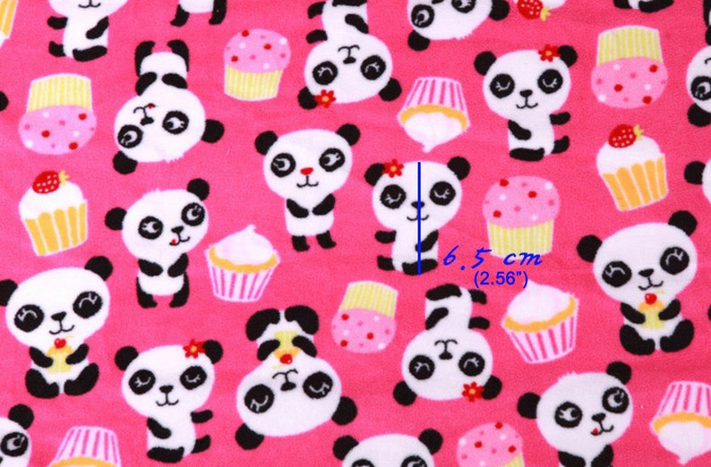 Fleece Fabric Cup Cake Panda Bear By The Yard