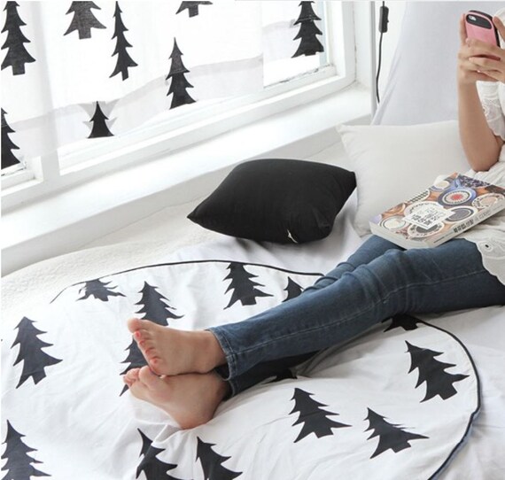 Cotton Fabric Big Tree Black and White Etsy