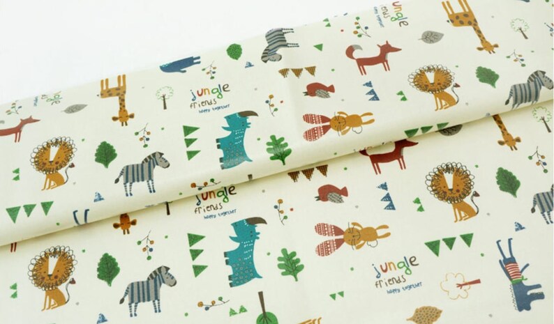 Laminated Cotton Fabric Jungle Animals By The Yard