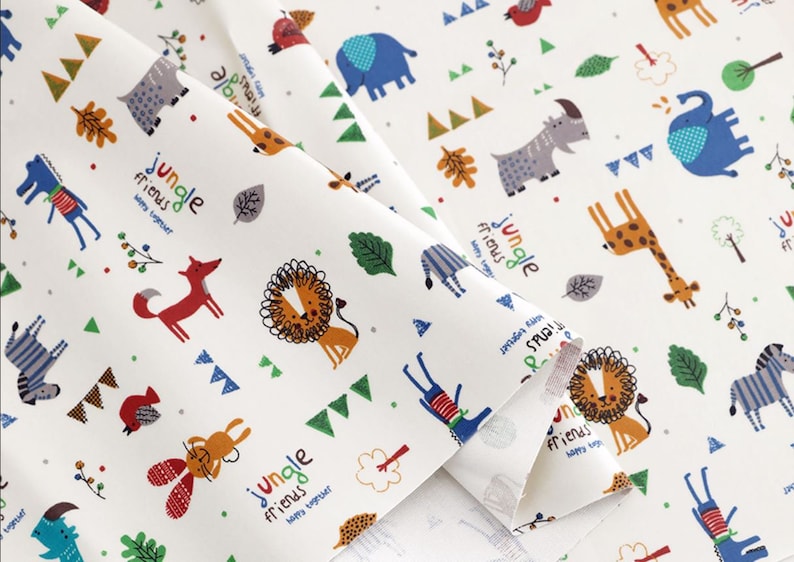Laminated Cotton Fabric Jungle Animals By The Yard