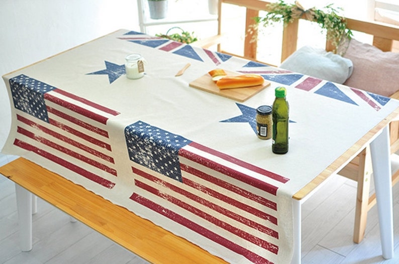 Laminated Linen Fabric Vintage Stars and Stripes