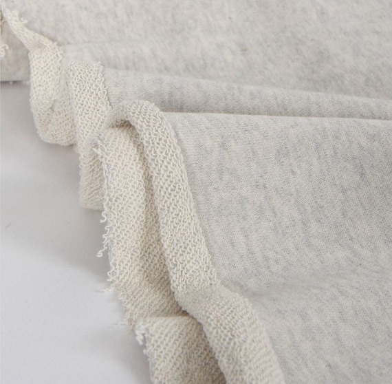 French Terry Knit Fabric Oatmeal By The Yard Etsy