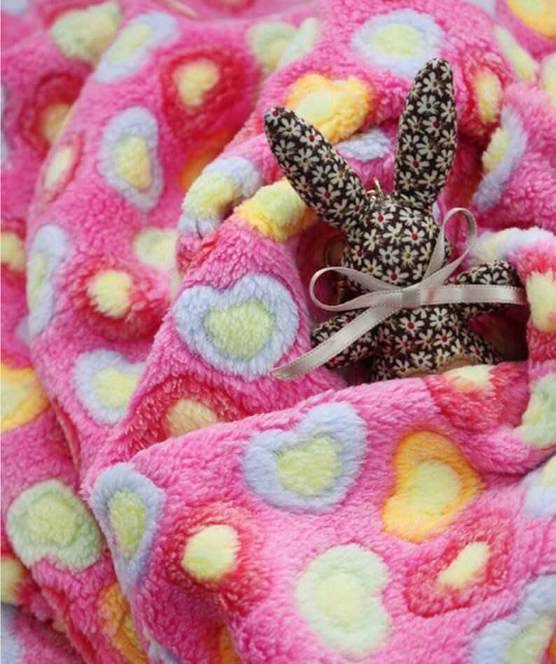 DoubleSided Soft Cuddle Minky Coral Fleece Fabric Heart By The Yard