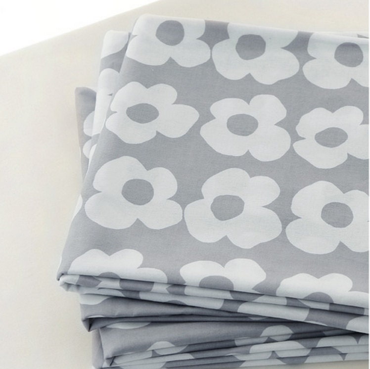 Cotton Fabric Gray Flower By The Yard from FabricBonita on Etsy Studio
