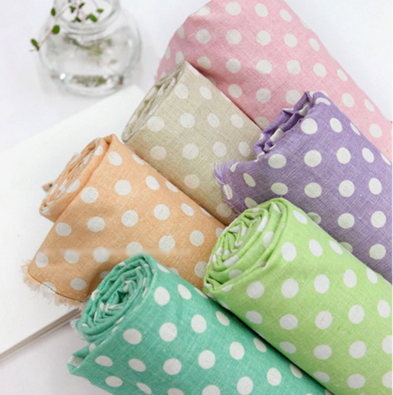 Cotton Linen Fabric Pastel Polka Dot in 5 Colors By The Yard Etsy