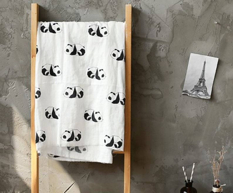 Double Gauze Fabric Panda in 2 Colors By The Yard