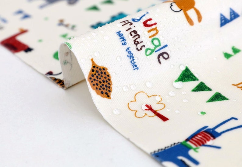 Laminated Cotton Fabric Jungle Animals By The Yard