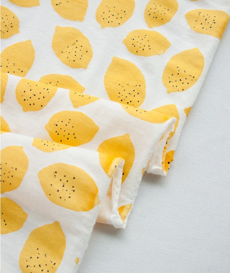 Cotton Jersey Knit Fabric Lemon in 2 Colors By The Yard Etsy