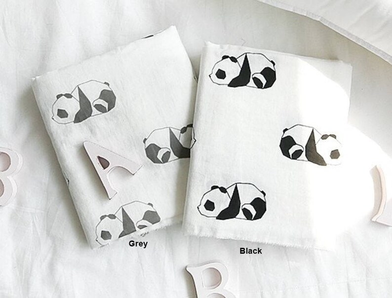 Double Gauze Fabric Panda in 2 Colors By The Yard