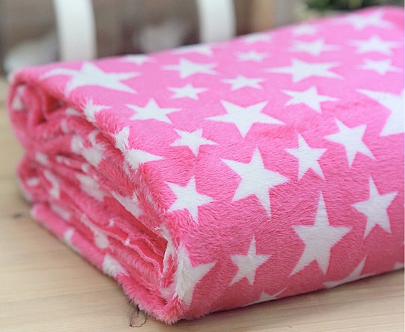 Soft Cuddle Velour Fabric Stars Hot Pink By The Yard | Etsy