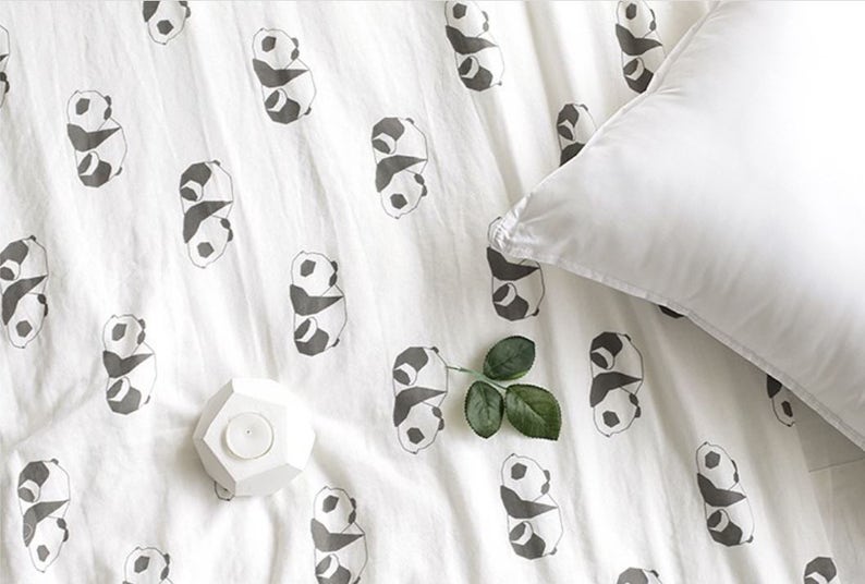 Double Gauze Fabric Panda in 2 Colors By The Yard
