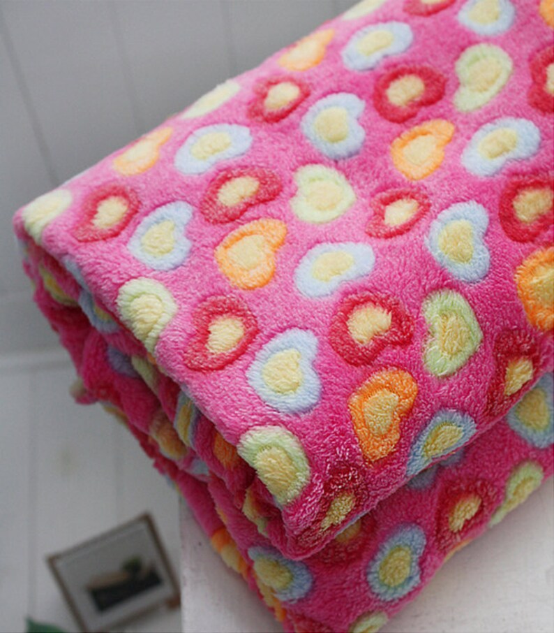 DoubleSided Soft Cuddle Minky Coral Fleece Fabric Heart By Etsy