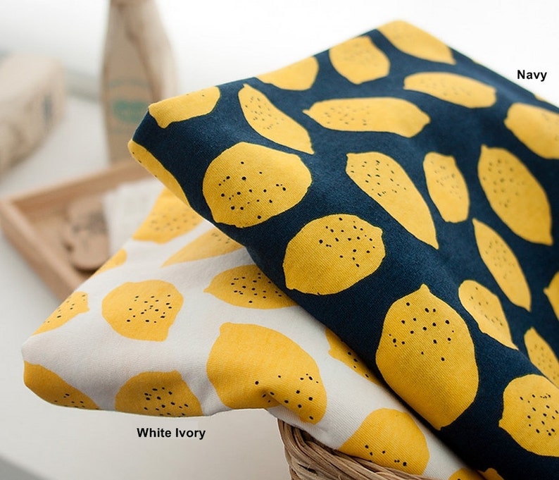 Cotton Jersey Knit Fabric Lemon in 2 Colors By The Yard Etsy