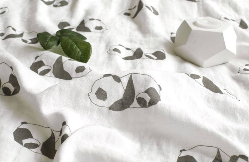 Double Gauze Fabric Panda in 2 Colors By The Yard