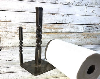 Counter top paper towel holder, hand forge paper towel holder