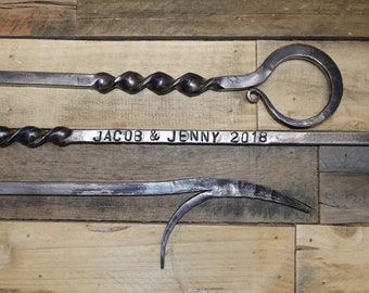Personalized fire poker hand forged