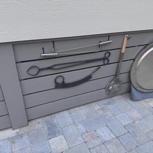 Hand Forged Log Tongs: Fire Pit Tool, Twisted Handle image 4