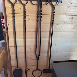 Hand Forged Log Tongs: Fire Pit Tool, Twisted Handle image 13