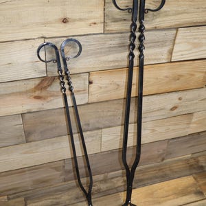 Hand Forged Log Tongs: Fire Pit Tool, Twisted Handle image 11